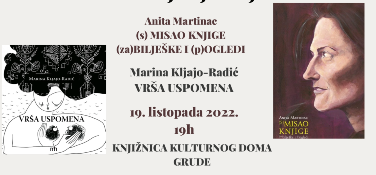 NAJAVA – Predstavljanje knjiga Anite Martinac i Marine Kljajo – Radić